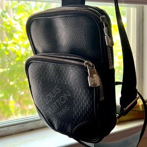 Authentic Louis Vuitton Damier Graphite Amazone Sling Bag Black